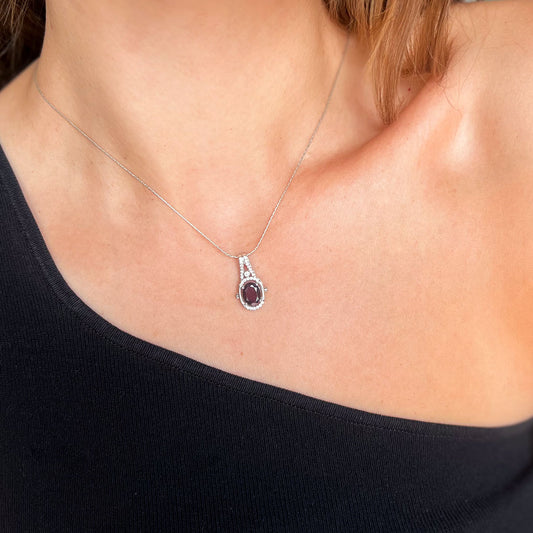 תליון כסף "נועה" עם אבן גרנט