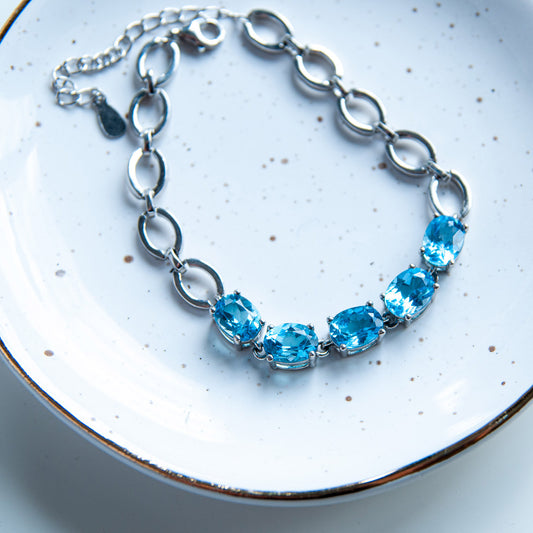 צמיד מכסף טהור "אן" עם אבני טופז