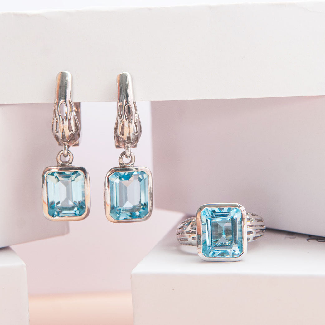 טבעת כסף "בלייר" עם בלו טופז