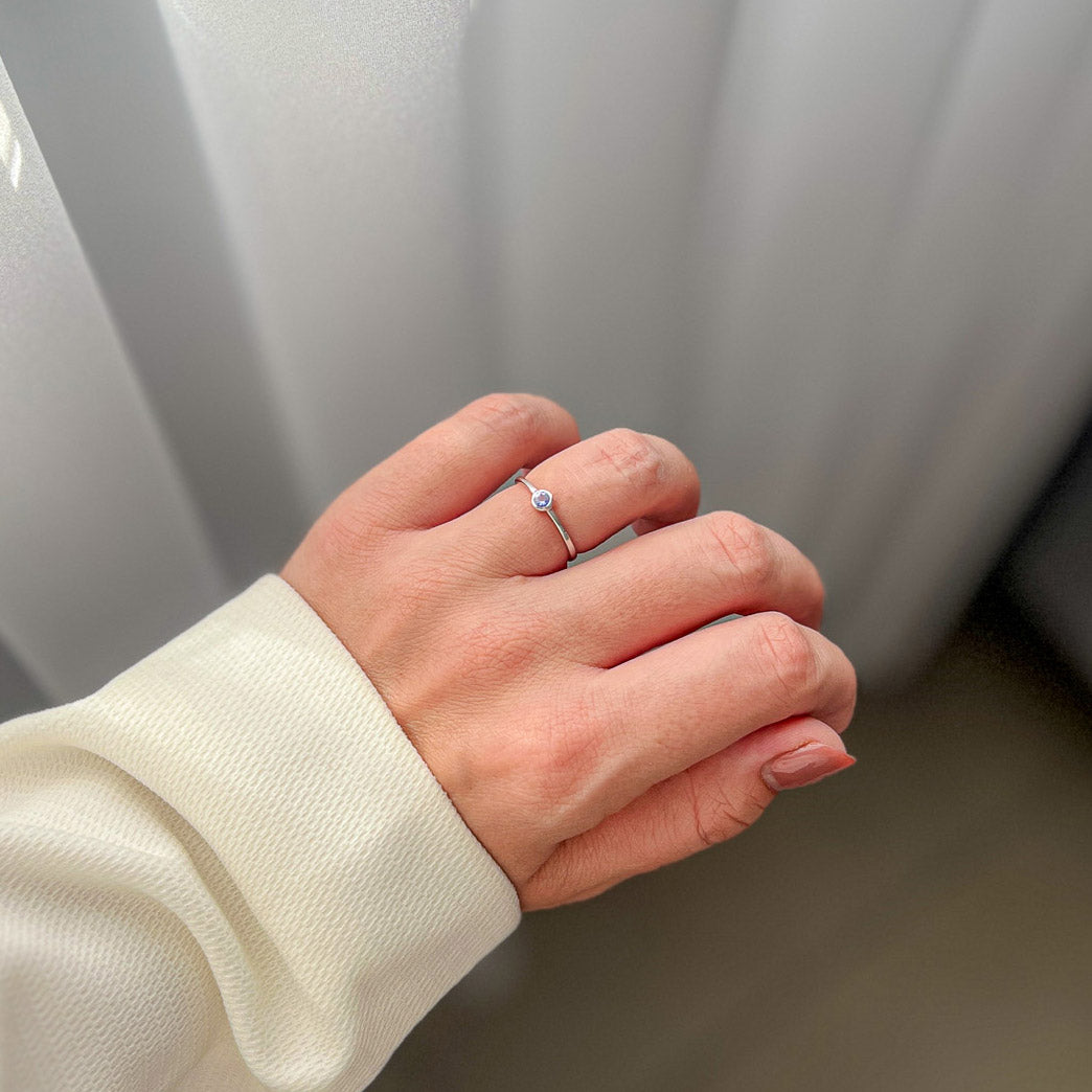 טבעת כסף טסיל עם אבן טנזנייט