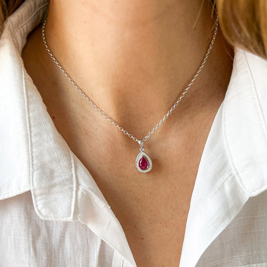 DIANA תליון כסף עם אבן רובי