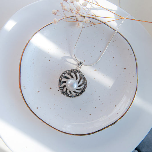 ANNY שרשרת כסף עם פנינה