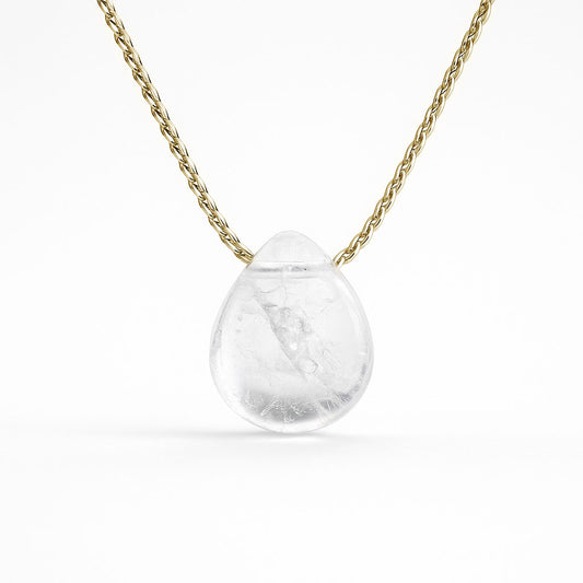 שרשרת נחש עדינה מגולדפילד עם תליון קוורץ טבעית