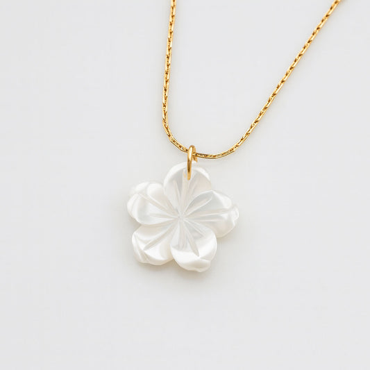 שרשרת נחש עדינה מגולדפילד עם תליון פרח דובדבן מצדף