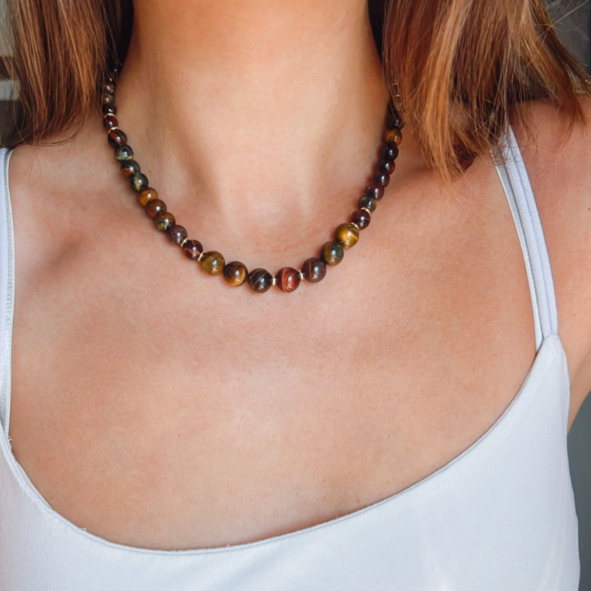 שרשרת אבני עין הנמר ב3 גוונים