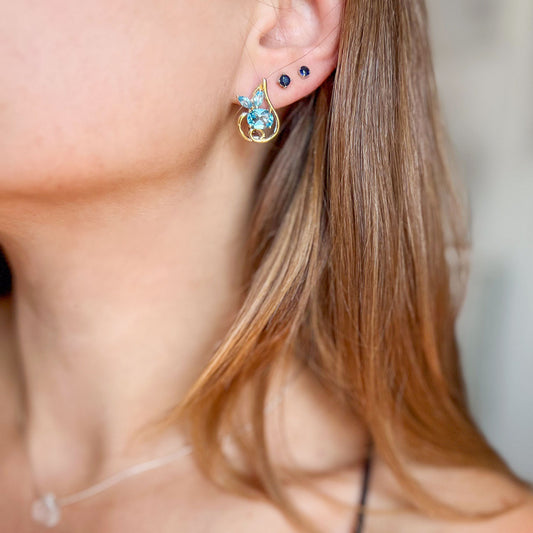 עגילי כסף "לינדה" עם אבני טופז בציפוי זהב