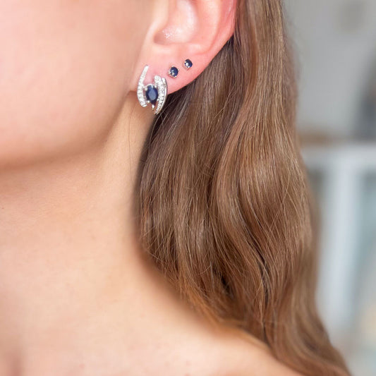 עגילי כסף "קטי" עם אבני ספיר