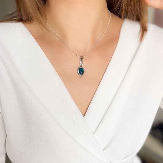 תליון כסף סרינה עם אבן לונדון קוורץ