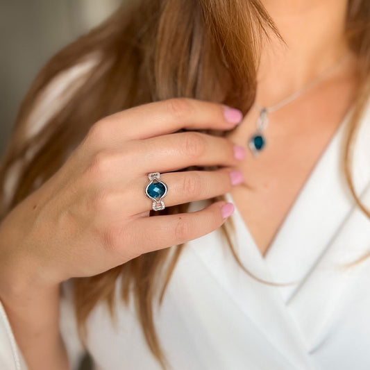 טבעת כסף סרינה עם אבן לונדון קוורץ