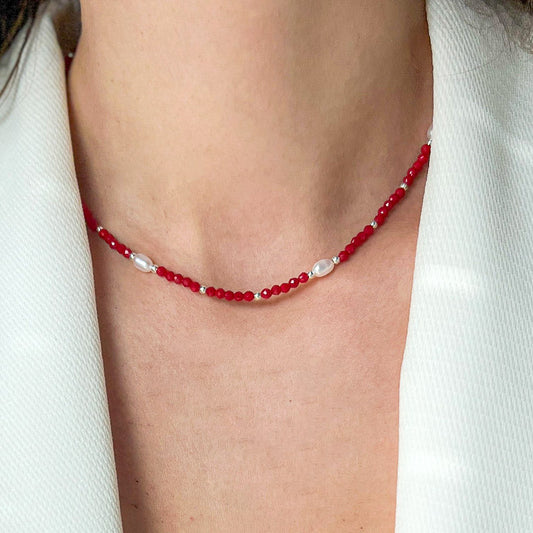 RED שרשרת בשילוב פנינים