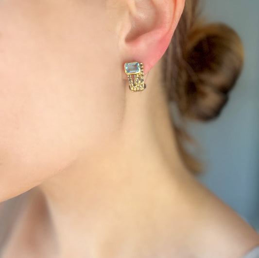 עגילי כסף "מארי" עם אבני טופז