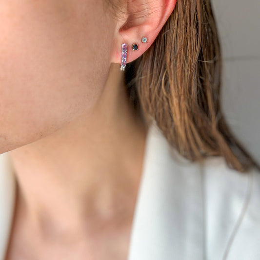 עגילי כסף "אוליב" עם אמטיסט בהירה