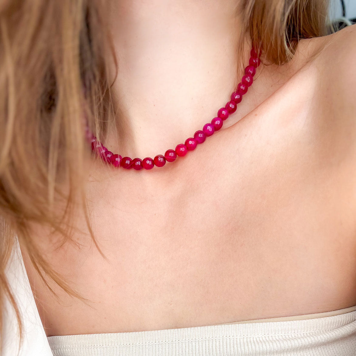 שרשרת ליה מאבני אגת ורודה