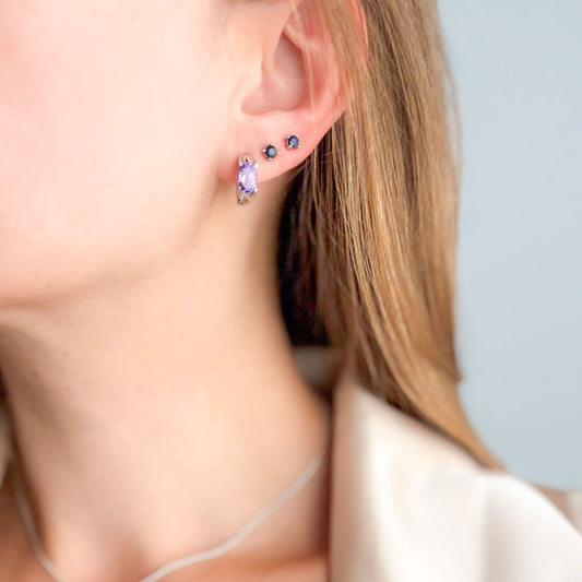 עגילי כסף "ג'ני" עם אבני אמטיסט