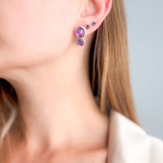 עגילי כסף "קורין" עם אבני אמטיסט