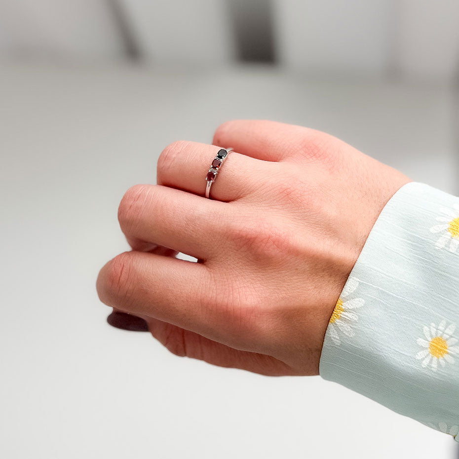 טבעת כסף "אוליב" עם אבני טורמלין צבעוניות