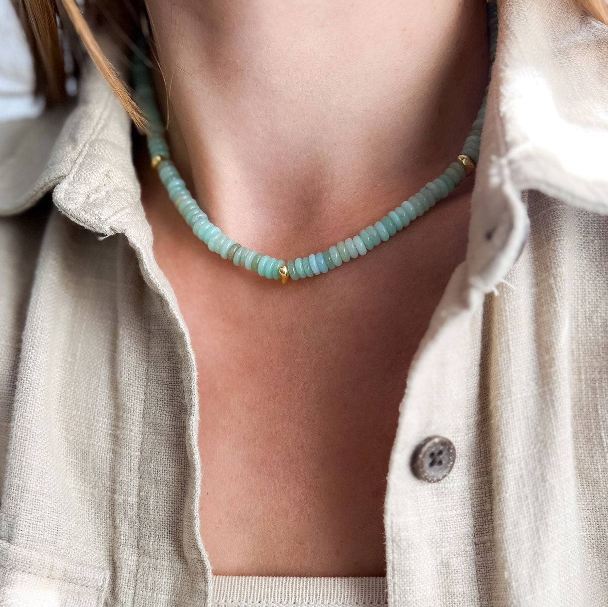 שרשרת לורן מאבני אמזונייט