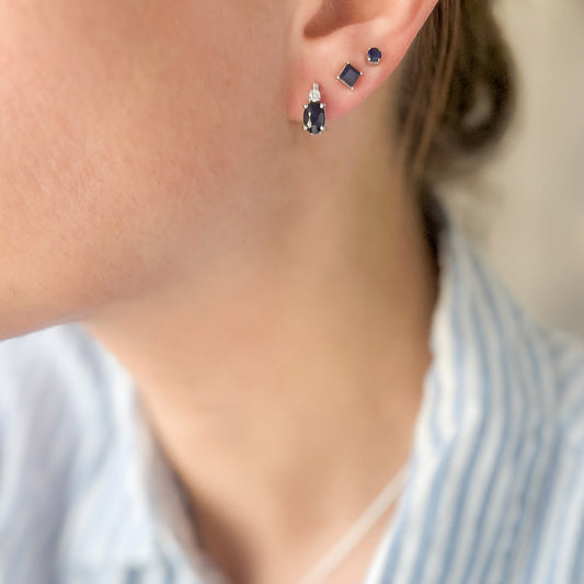 עגילי כסף "אסיה" עם אבני ספיר