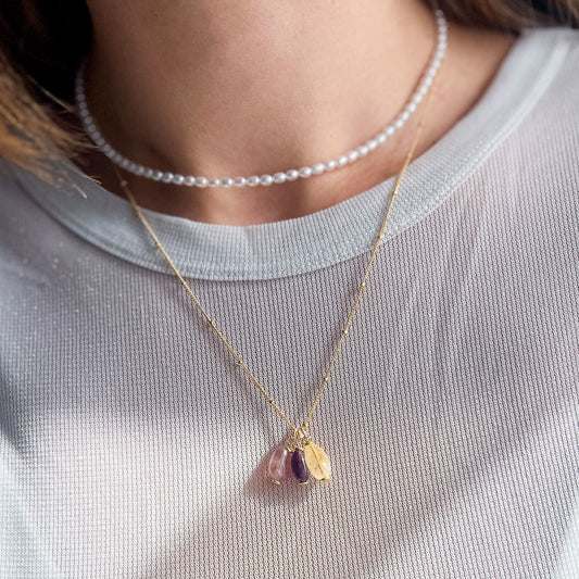 שרשרת עדינה מגולדפילד עם תליוני אבני חן