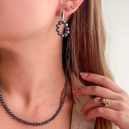 BLACK MARY עגילי פנינה