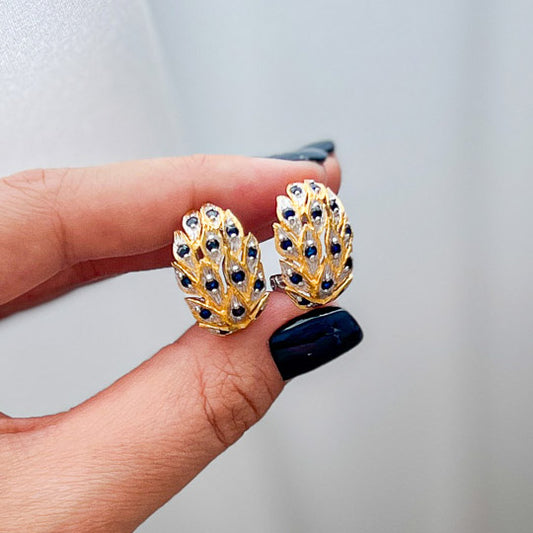 עגילי עלמה עם אבני ספיר