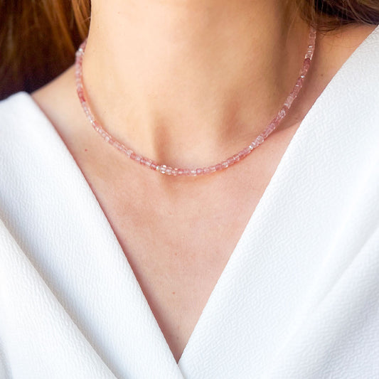 APRIL שרשרת אבני רוז קוורץ