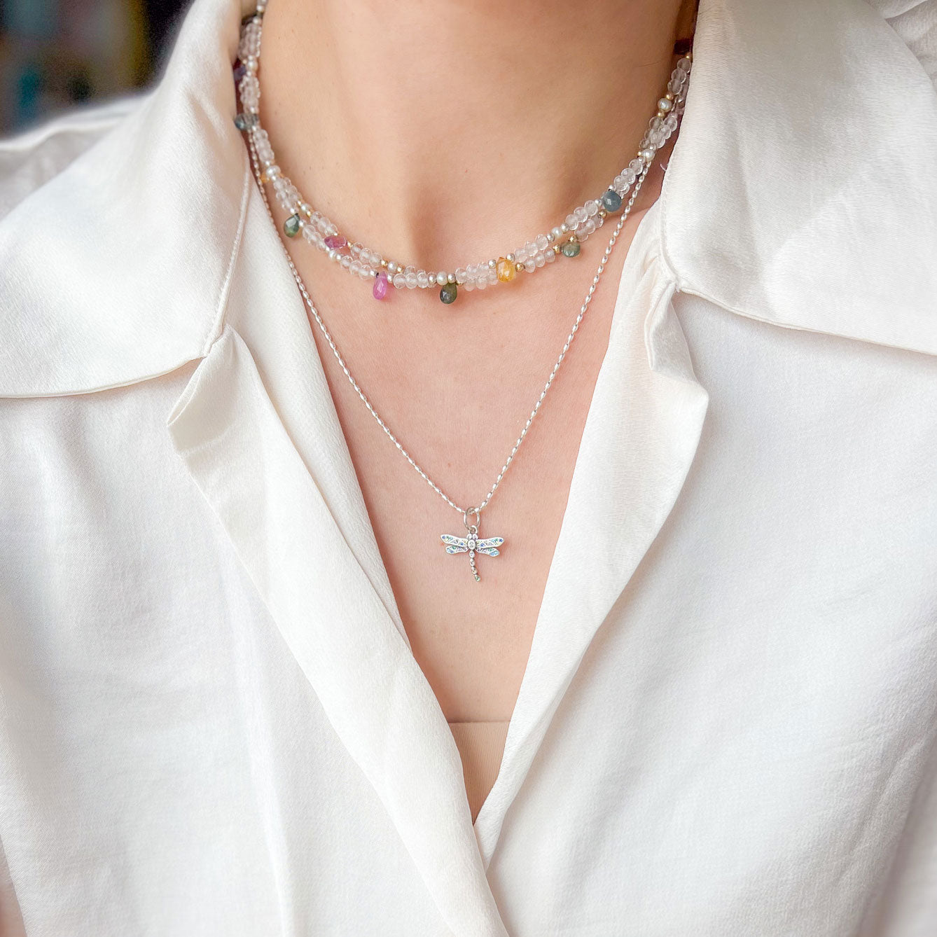 COLOR BREEZE שרשרת כסף אורז עדינה