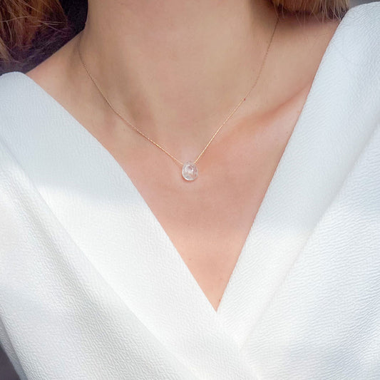 שרשרת נחש עדינה מגולדפילד עם תליון קוורץ טבעית