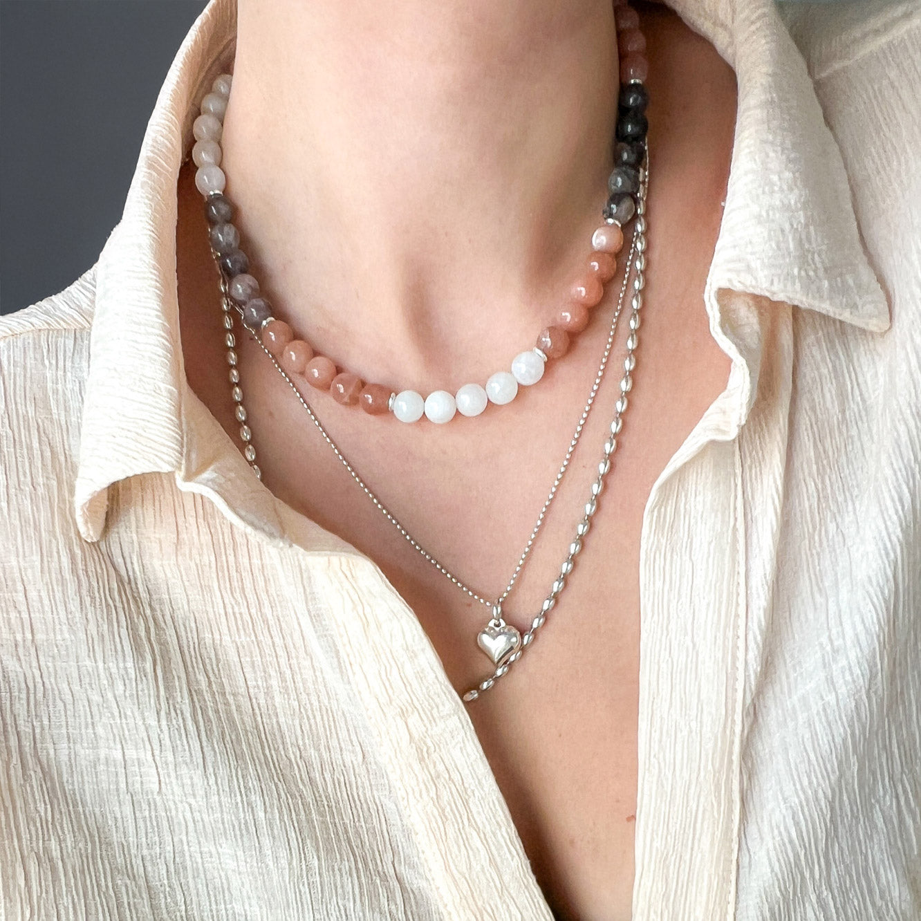 שרשרת מיני "ניק" מאבני מונסטון