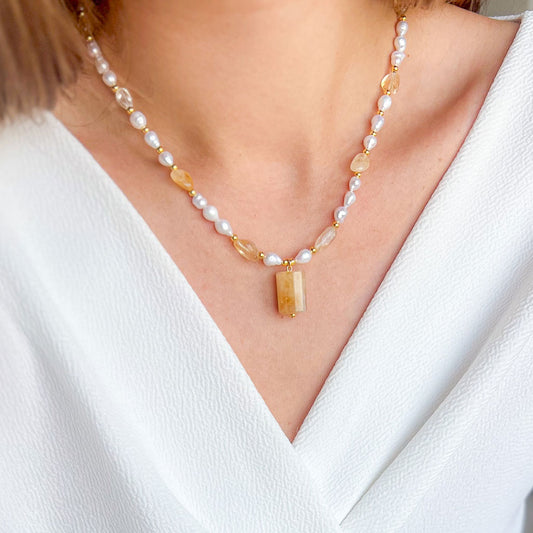 שרשרת פנינים בשילוב אבני סטרין