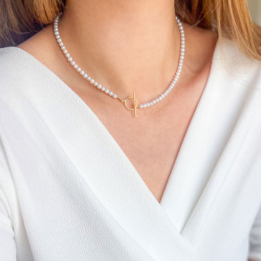 שרשרת פנינים מריה עם סוגר עגול