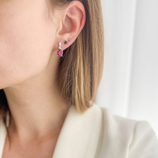 עגילי כסף "אניה" עם אבני רובי