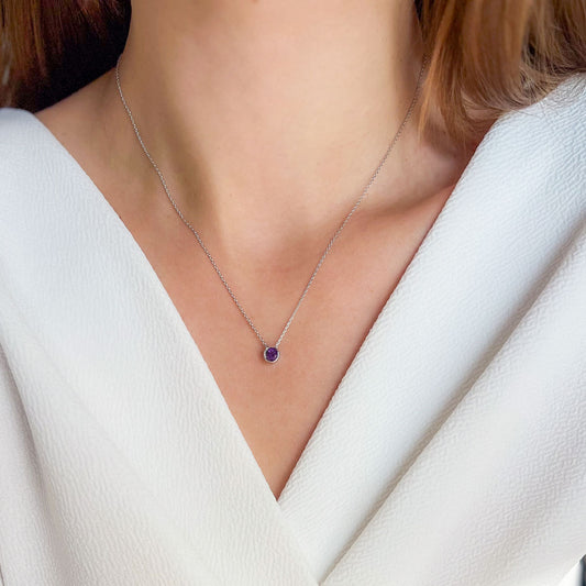 שרשרת כסף אמנדה עם אבן אמטיסט