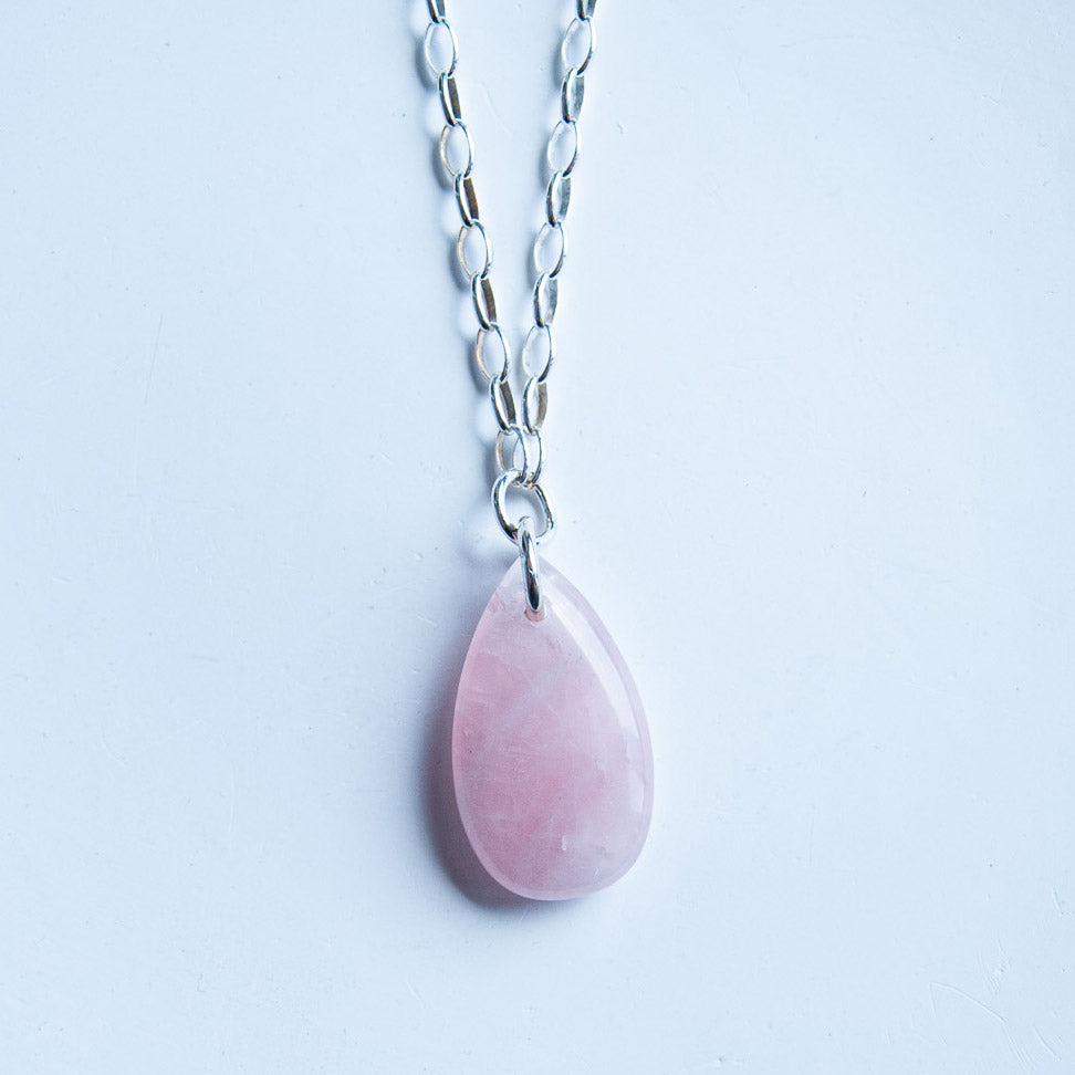 שרשרת כסף סיאול עם אבן רוז קוורץ