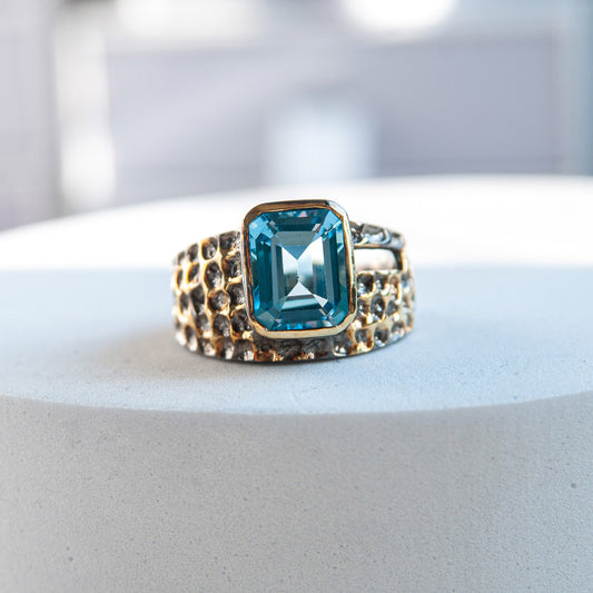 טבעת כסף "מארי" עם אבן טופז