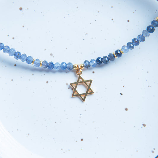 G שרשרת אבני איולייט עם מגן דוד