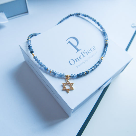 G שרשרת אבני איולייט עם מגן דוד