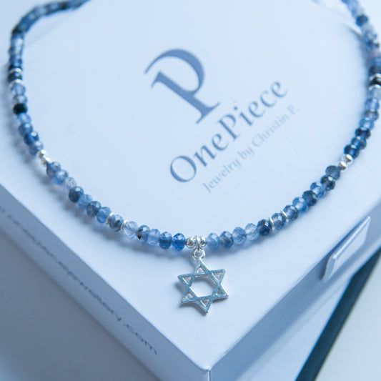 S שרשרת אבני איולייט עם מגן דוד