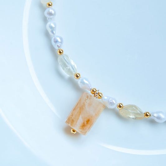 שרשרת פנינים בשילוב אבני סטרין