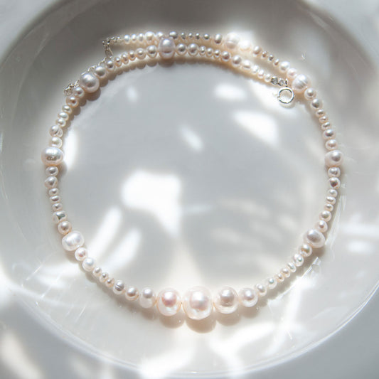 MORAN שרשרת פנינים בשילוב כמה גדלים