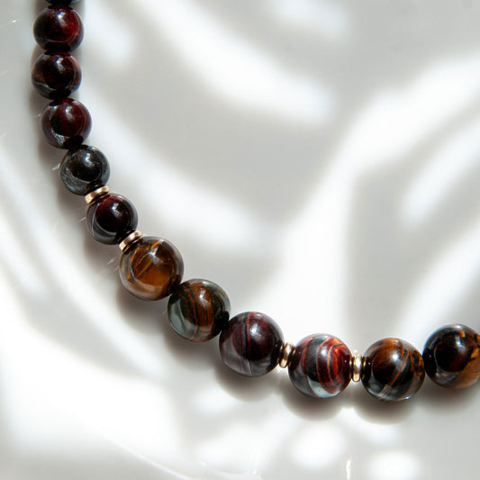 שרשרת אבני עין הנמר ב3 גוונים