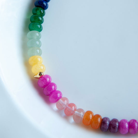 שרשרת לורן גדולה מאבני ג'ייד צבעוניות