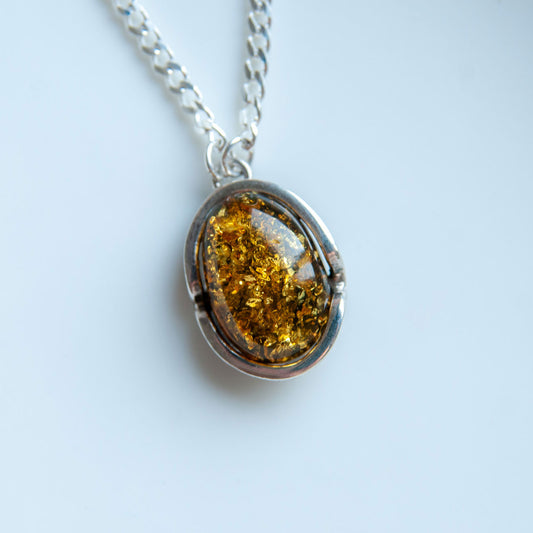 שרשרת כסף 925 עם תליון ענבר בלטי