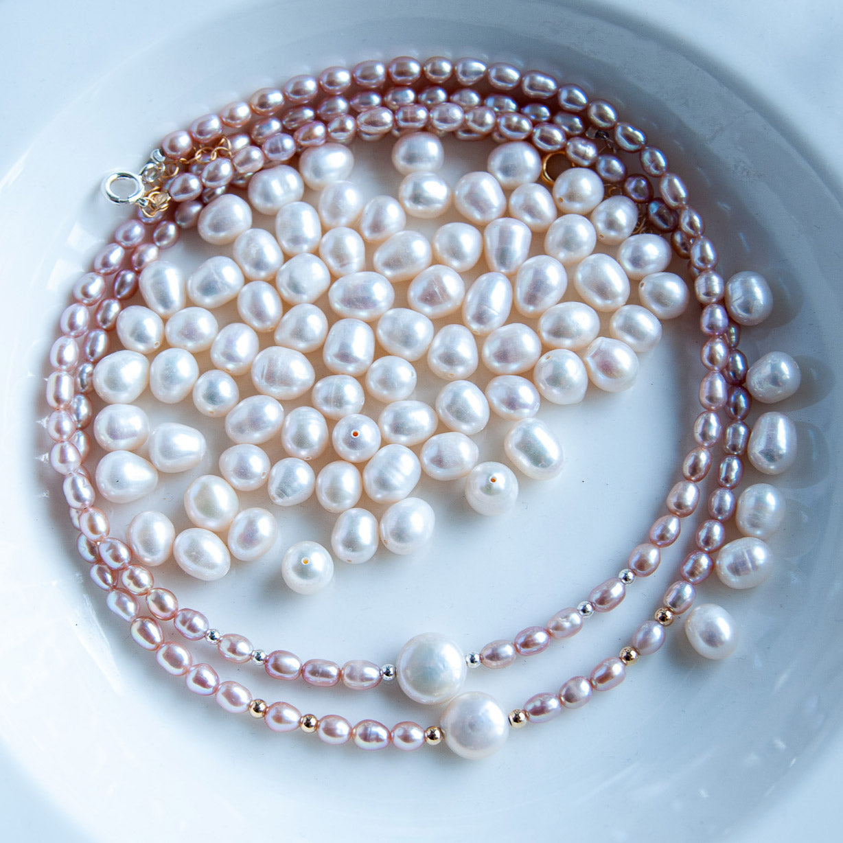 PINK W שרשרת פנינים