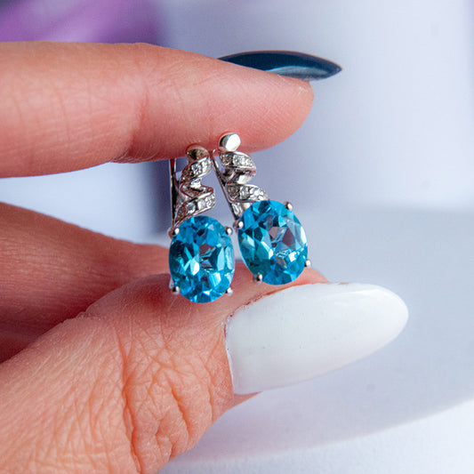 עגילי כסף "אניה" עם אבני טופז