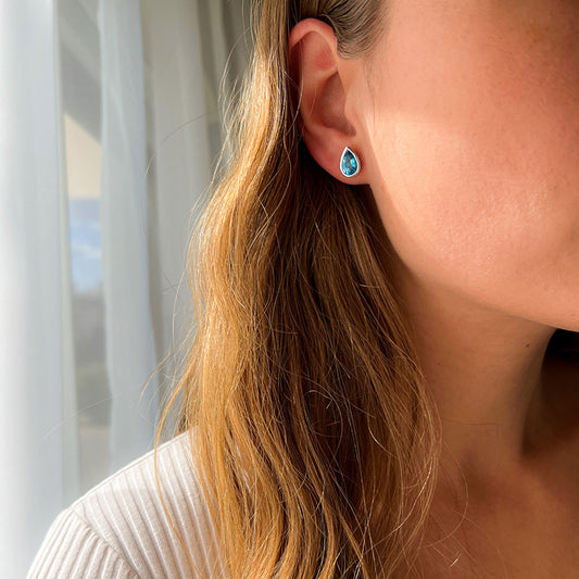 עגילי "טיפה" עם טופז