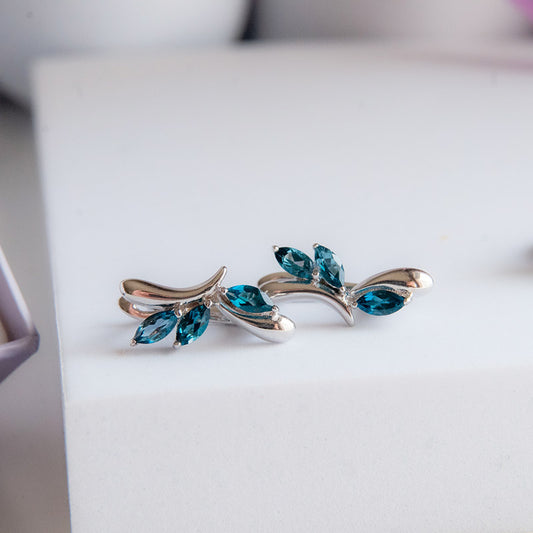 עגילי כסף טהור "ליאן" עם אבני לונדון טופז