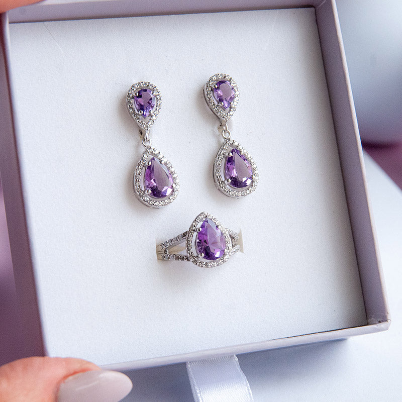 טבעת כסף "דונה" עם אבן אמטיסט