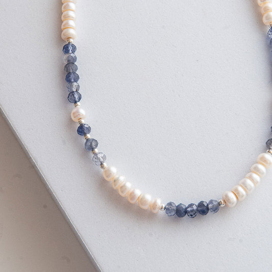 שרשרת מרי מאבני איולייט עם פנינים