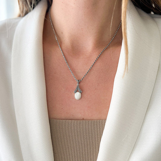 שרשרת כסף עם תליון כסף איב צדף